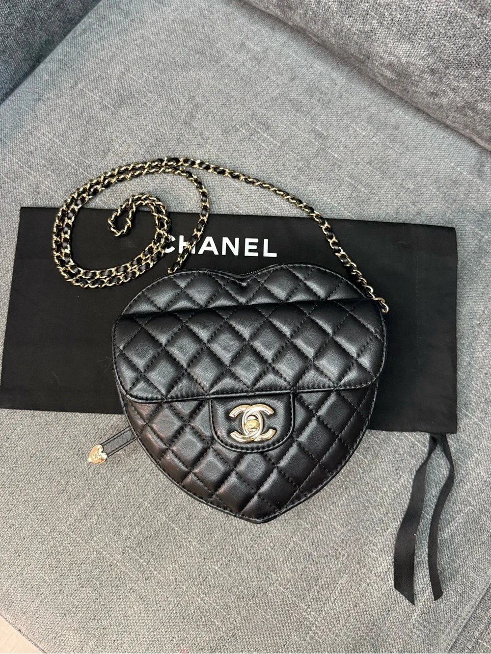 CHANEL CC in LOVE heart flap bag lambskin leather